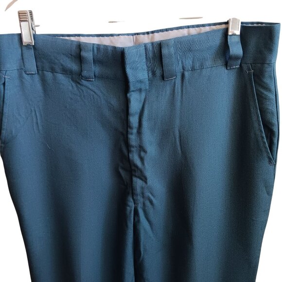 34x30 Mens Vintage Teal Dress Work Pants Talon Zipper Clip Closure Lightweight - Picture 3 of 5
